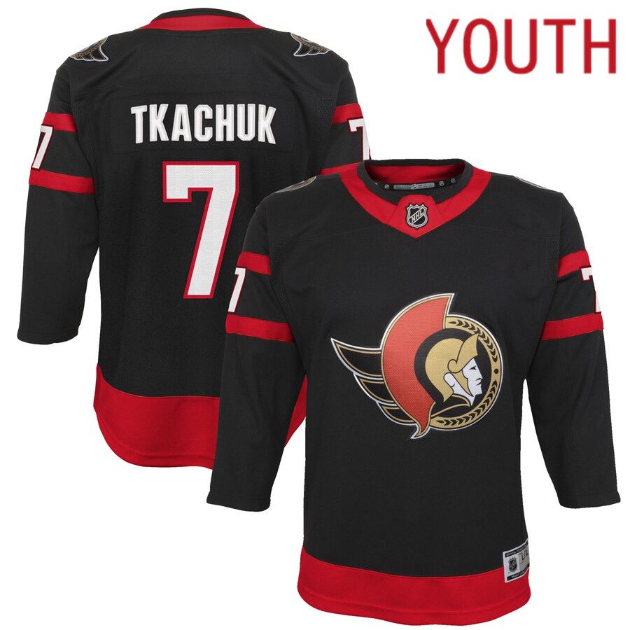Youth Ottawa Senators 7 Brady Tkachuk Black Home Premier Player NHL Jersey